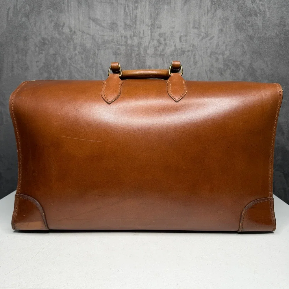 Price Waterhouse & Co Gladstone Bag Mens Large Brown Leather Vintage Doctor Bag